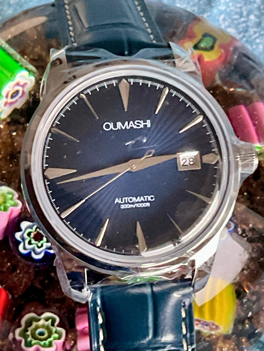 Brand New Superb Blue Radiant Dial Oumashi Cocktail Watch w Date